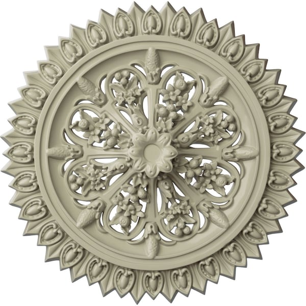 Ekena Millwork Lariah Ceiling Medallion (Fits Canopies up to 1 3/8"), 24 3/4"OD 1 3/8"ID x 3 1/4"P, Clear Yellow CM24LACYF - main